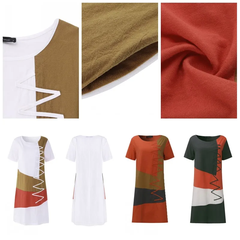 

Women Patchwork Sundress \ Summer Maxi Dress Kaftan Casual Sleeveless Tunic Vestido Female 100% Cotton Robe Plus Size