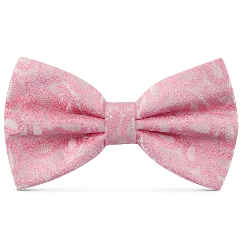 

2019 New Fashion Men's Bow Ties for Wedding Double Fabric Pink Cashew Bowtie Banquet Anniversary Butterfly Tie with Gift Box