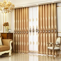 luxury european embroidered blackout curtains for living room kitchen bedroom home decorations polyester fabric draperies