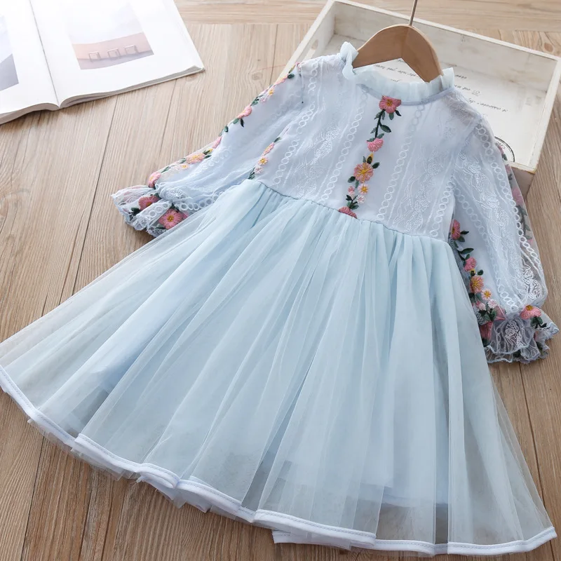 Girls Dress Spring Mesh embroidery Flower Dresses For Kids Girl Clothes 3 4 years Children Birthday Princess Tutu Costumes | Детская