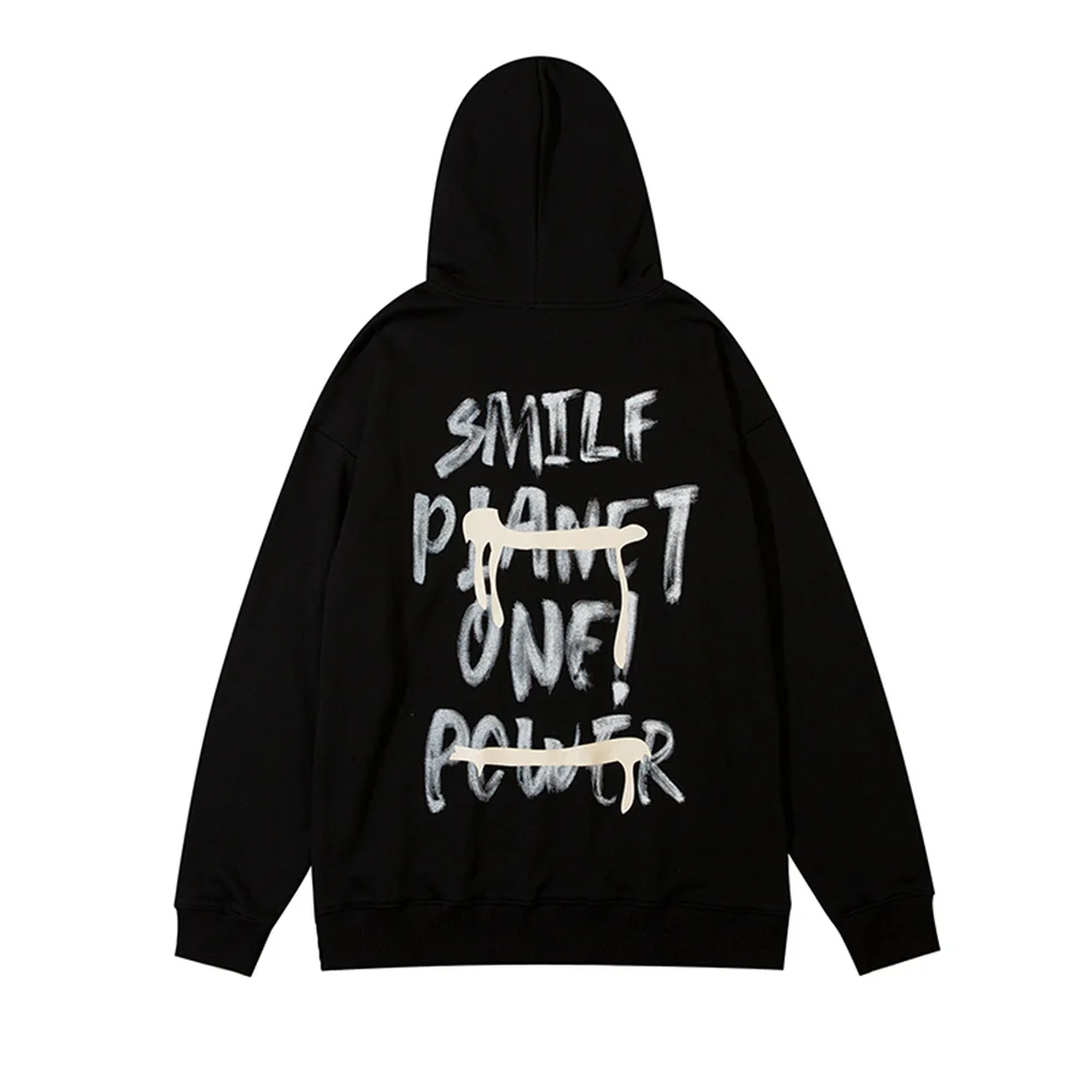 

Harajuku Men Hoodies Retro Letter Graffiti Print Pullover Streetwear Hip Hop Winter Couples Oversize Cotton Hooded Sweatshirts
