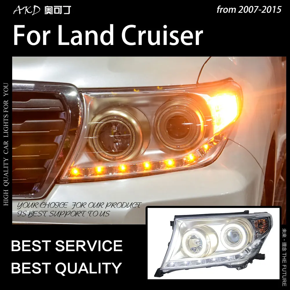 АКД стайлинга автомобилей фара для Toyota Land Cruiser фары 2007-2015 LC200 светодиодный DRL Bi Xenon