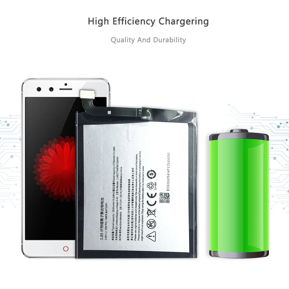 

Mobile Phone Battery For ZTE Nubia Z11Mini NX529J LI3827T44P6H726040 2750mAh