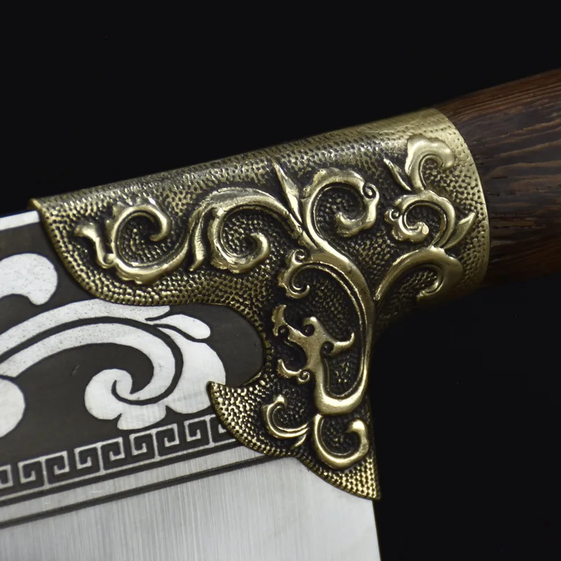 

Newest 7.6 Inch Handmade Knife High Carbon Steel Ultra Sharp Slicing Cleaver Kitchen Knives Copper Dragon Decor Rosewood Handle