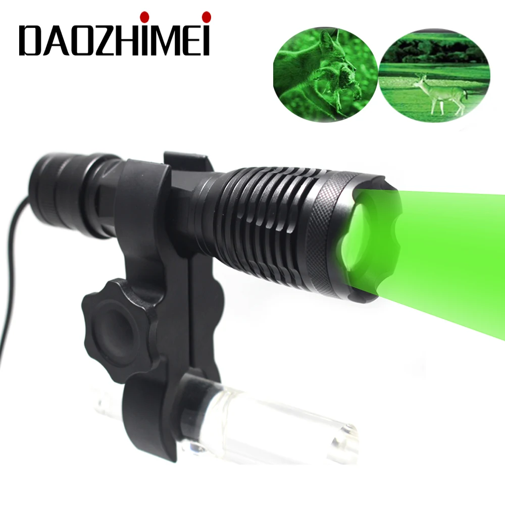 1000LM LED Flashlight Zoom Stretch Hunting Light IR /White/ Green Red/ Spotlight +Remote Pressure Switch +Gun Mount