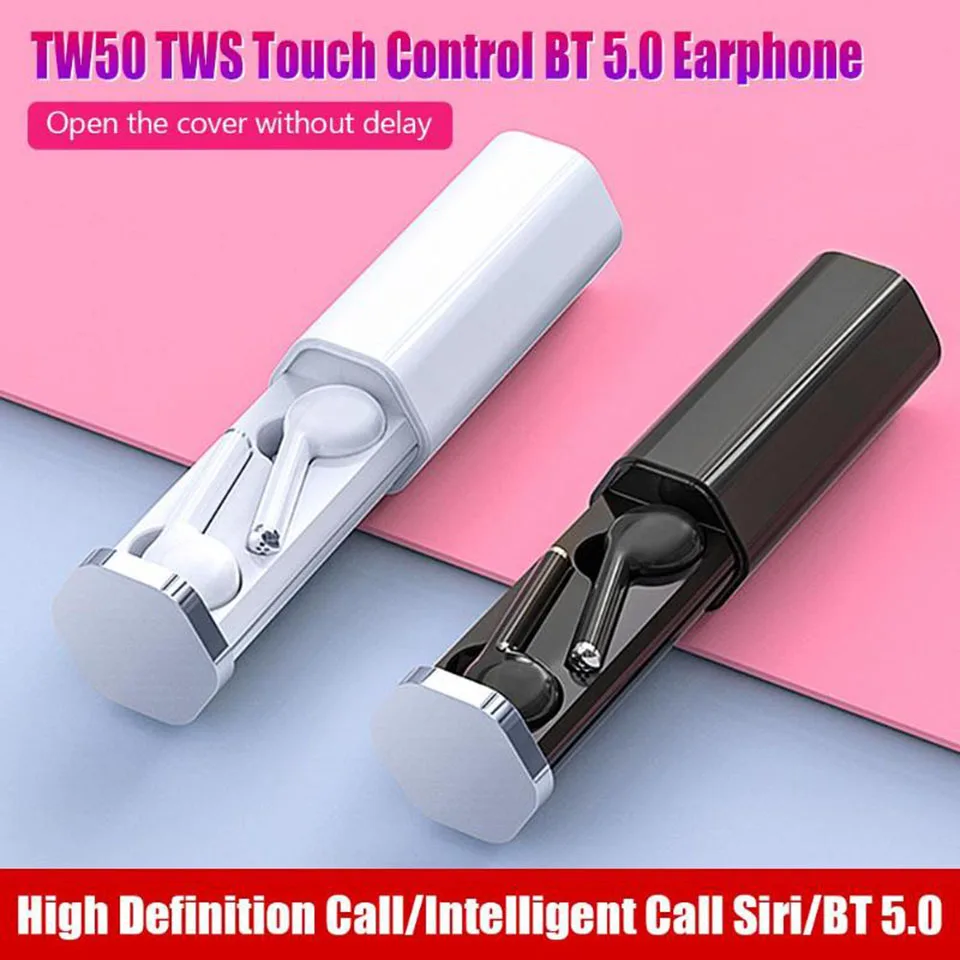 TW50 наушники вкладыши TWS True Беспроводной Bluetooth5.0 сенсорный Управление с защитой от