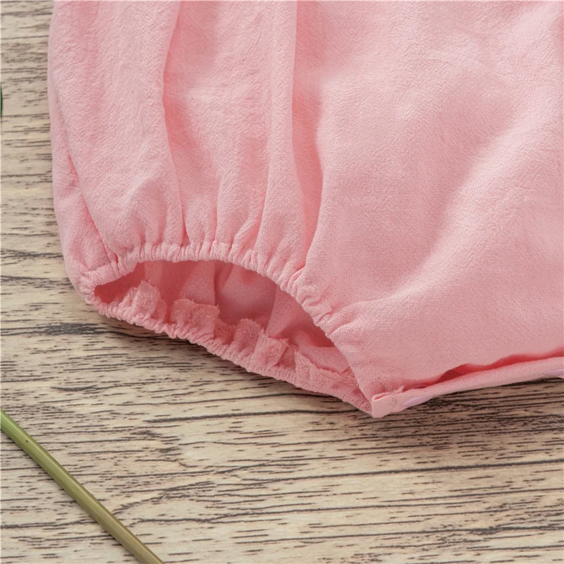 

Baby Romper Newborns Baby Girl Clothes Colorful Headband Ruffle Sleeves Blue/Pink/Brown Romper Bodysuit V-neck Playsuit Bebe