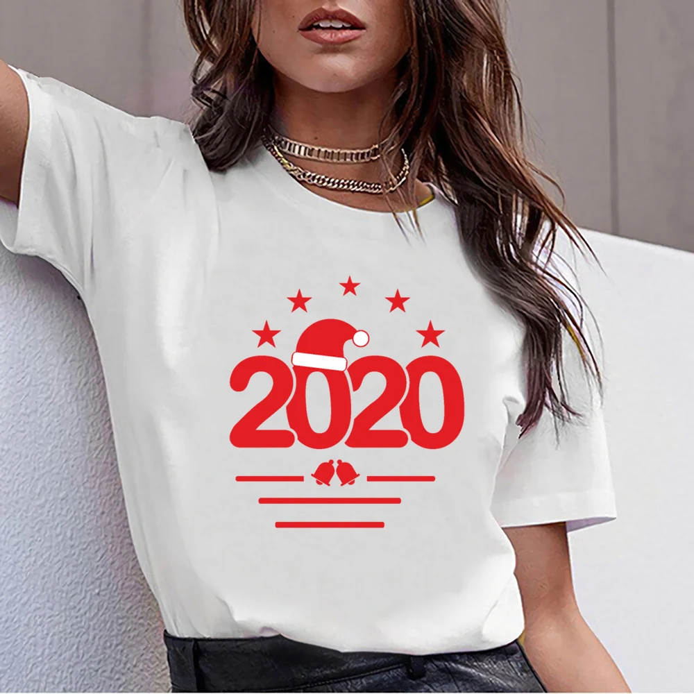 

Tops T Shirt Women happy new year 2020 Fashion White Print Female Tshirt