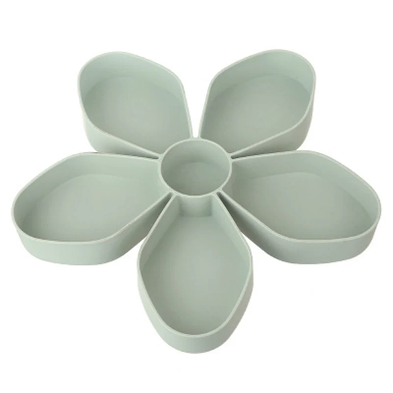 Flower Green MICCK в форме лепестка, вращающаяся коробка для закусок, поднос для конфет, коробка для хранения продуктов, свадебные конфетные тарелки, двухслойный сушеный органайзер для фруктов для хранения - Цвет: Flower Green