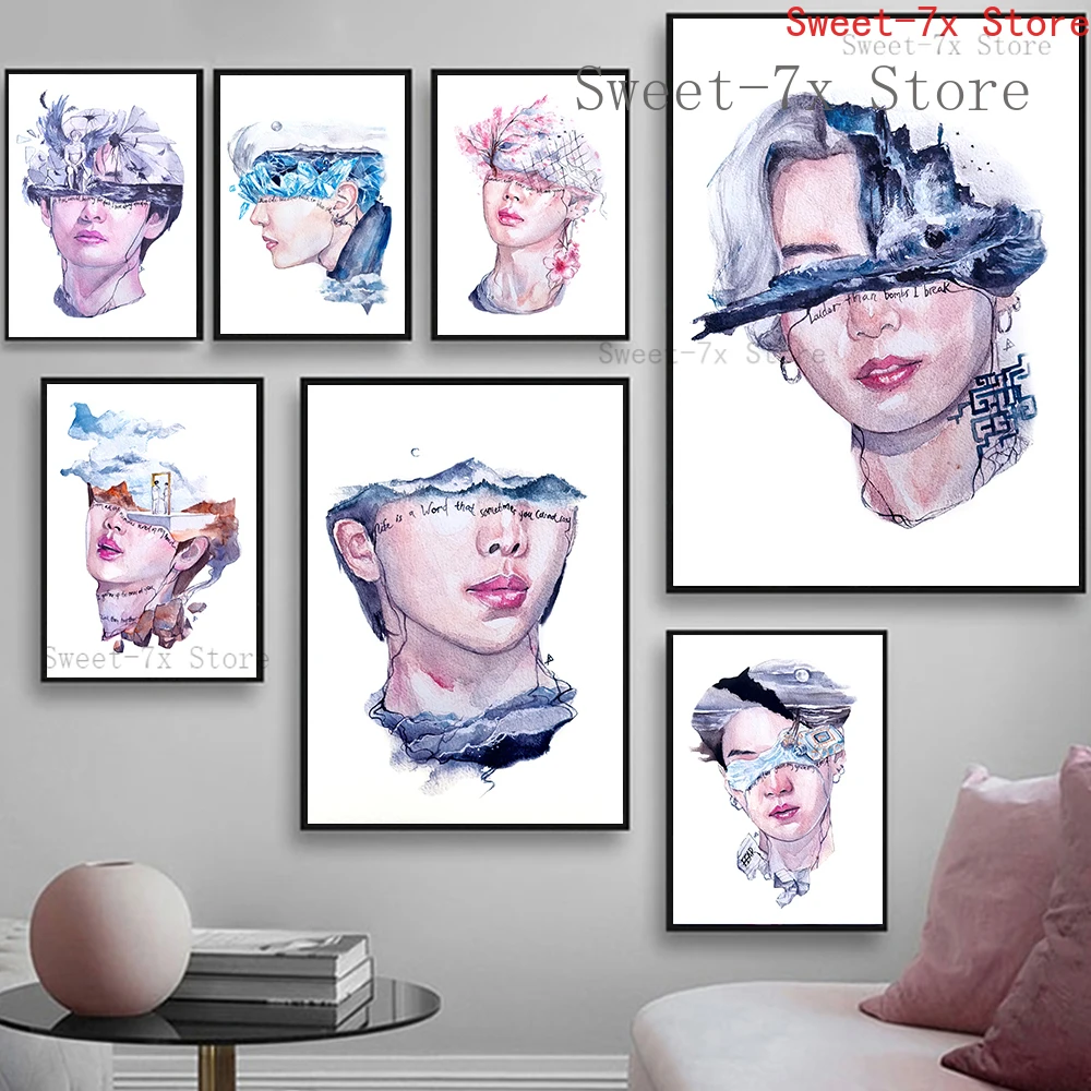 

Modern Star South-Korean-Boy-Band Canvas Painting Art Nordic Posters and Prints Wall Pictures for Living Room Decor Frameless