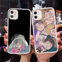 attack on titan phone case matte transparent for iphone 7 8 11 12 s mini pro x xs xr max plus clear mobile bag anime cartoon