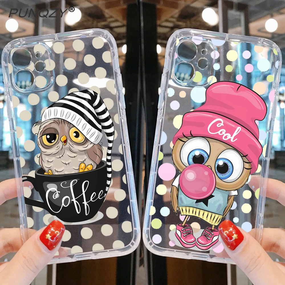 PUNQZY Прозрачный чехол для телефона с милыми животными iPhone 14 11 12 13 PRO Max XR XS 7 8 PLUS