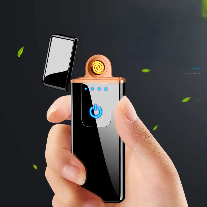 

Personalized Usb Cigarette Lighter Men's Gift Ultra-thin Fingerprint LCD Induction Rechargeable Lighter Smoking Accessories