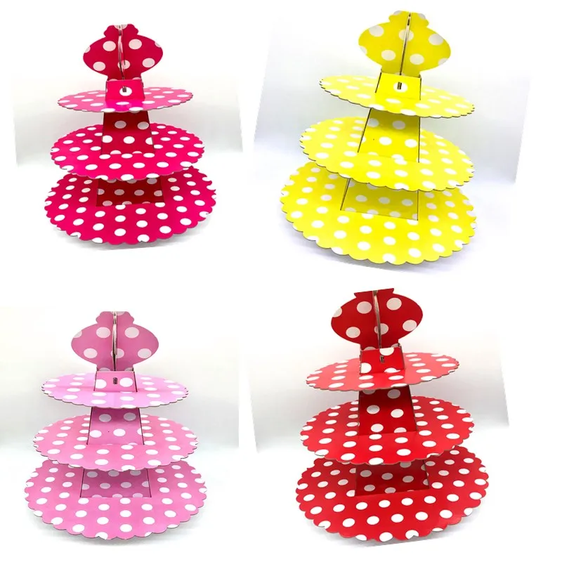 3 яруса желтая красная розовая Подставка для хранения тортов | Дом и сад