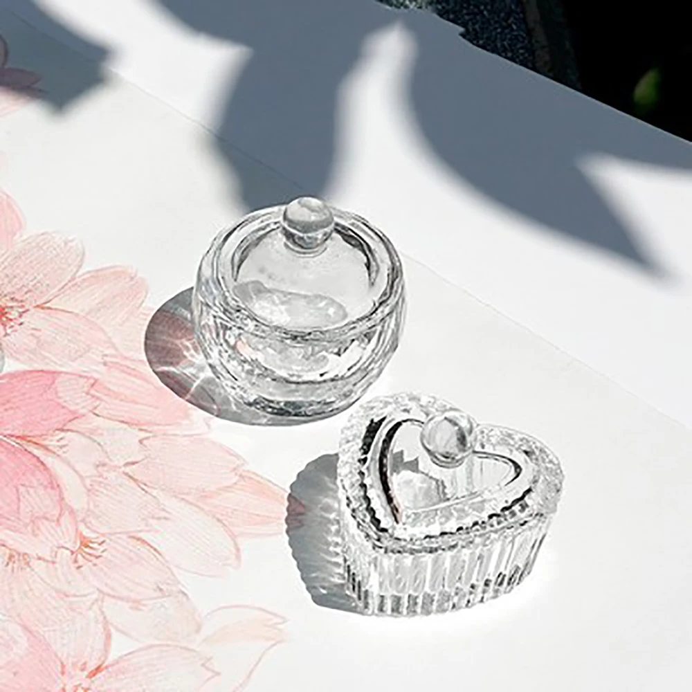 2 шт. стеклянная Хрустальная чашка с крышкой специальная для ногтей жидкого