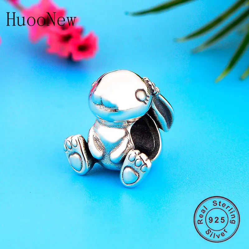 Оригинальный Браслет талисман Pandora серебро 100% пробы Nini кролик бусины с животными