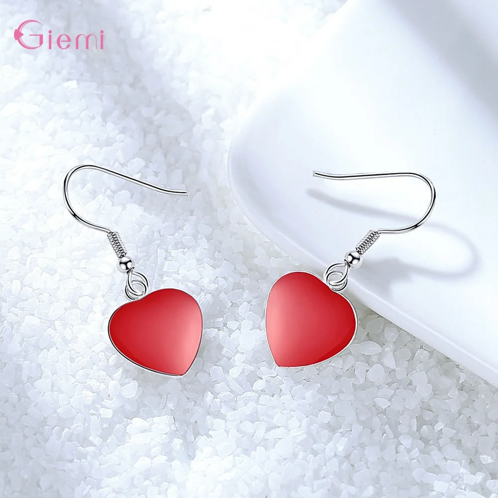 Женские серьги-подвески в виде сердца из серебра 925 пробы | Украшения и аксессуары