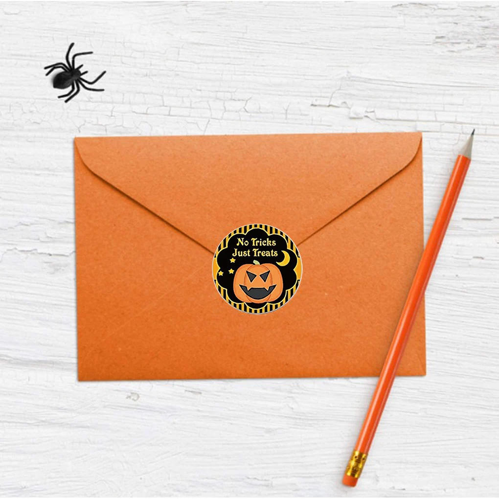 500 Pieces/Roll Labels DIY Halloween Pumpkin Printed Self-Adhesive Stickers Envelope Bag Seals For Festival Decor |