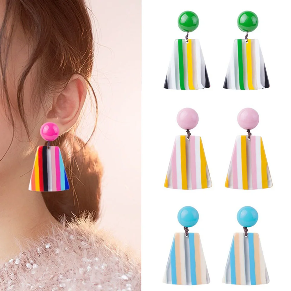 Модные Акриловые серьги в форме капли для женщин геометрические красочные