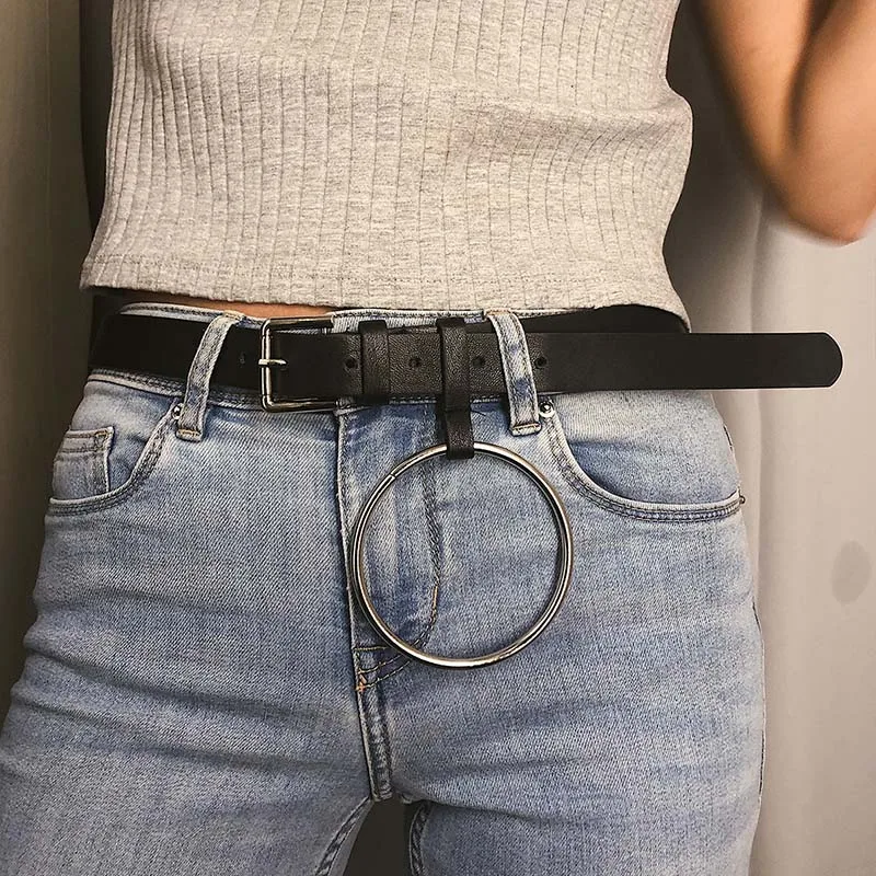 Модный женский ремень Повседневный Круглый с пряжкой джинсовый деловой