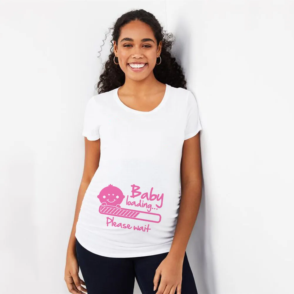 Рубашка для беременных Милая футболка с круглым вырезом и коротким рукавом