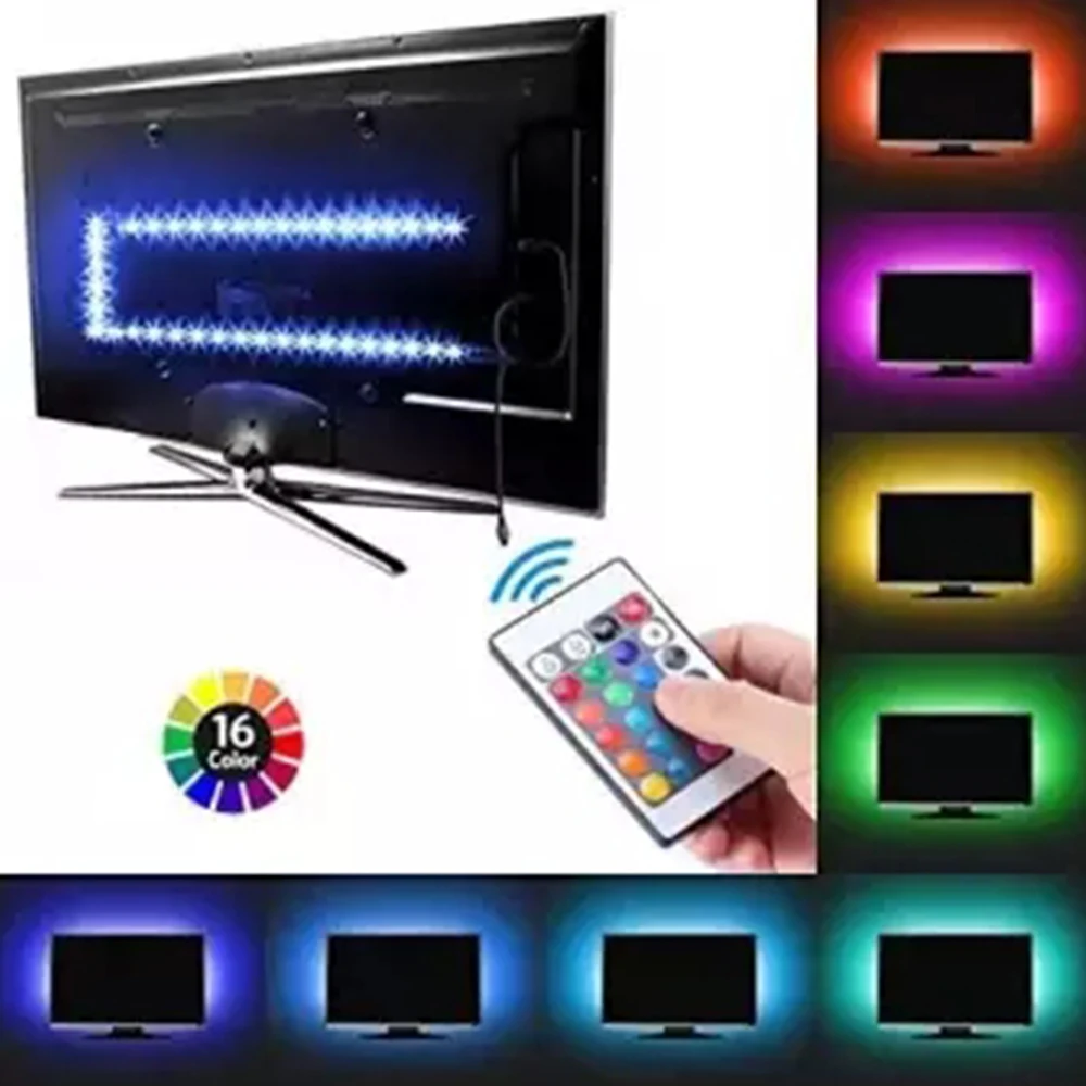 Светодиодные ленты светильник USB 5V RGB гибкий светодиодный лента 1/2/3/4/5M ТВ Экран