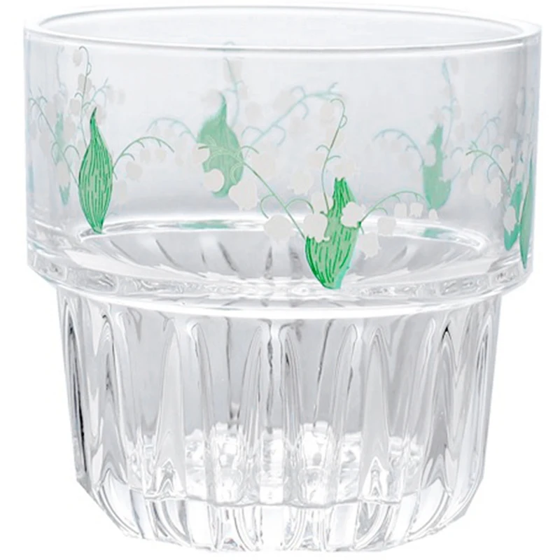 

Glass Water Cup Nordic Style Creative Lily of Valley Patten Glass Coffee Milk Juice Whisky Cup 250ml 350ml