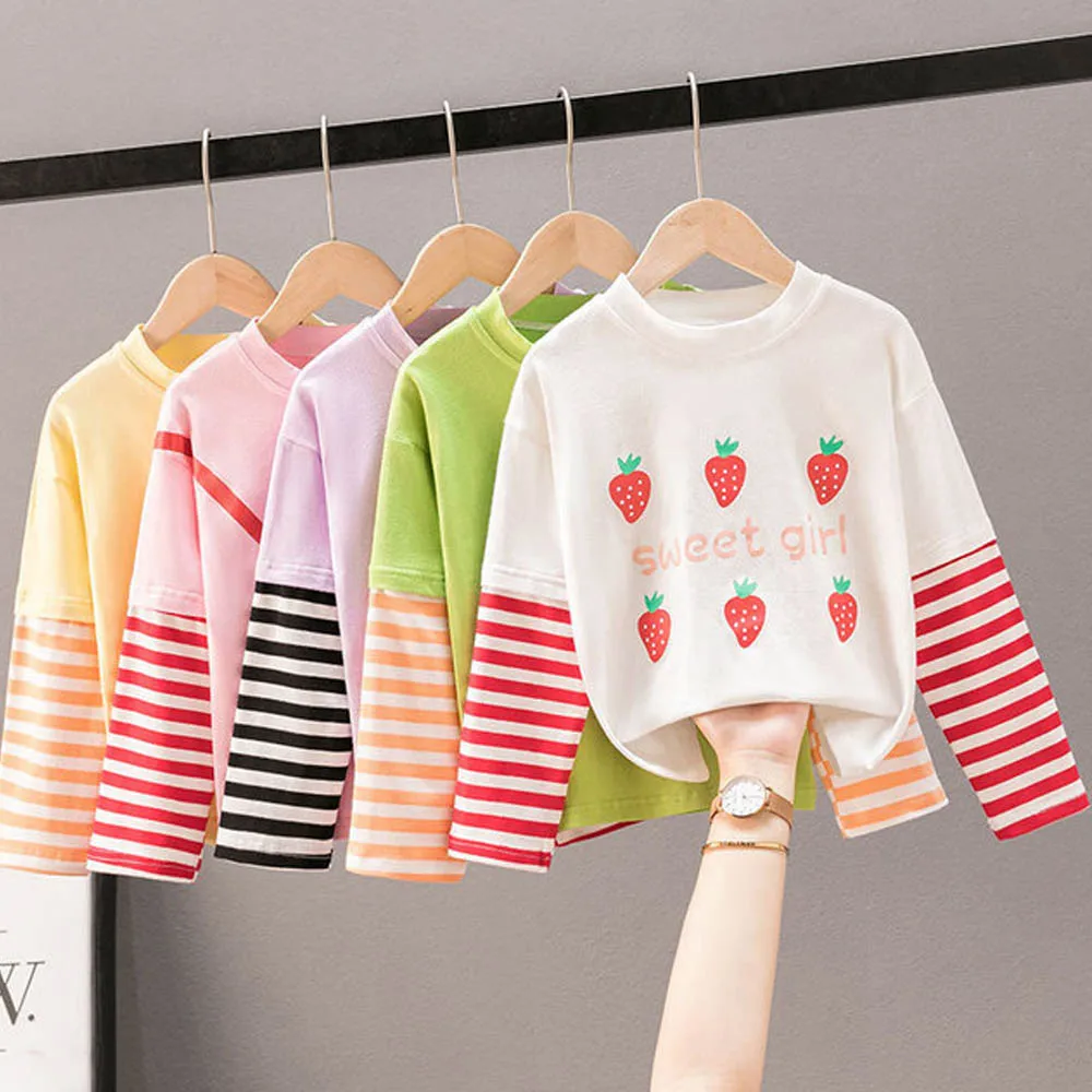 

V-TREE Autumn Spring T-shirt For Boys And Girls Long Sleeve Cotton Tshirts Cartoon Top Tees Children's Clothing 3-8Y