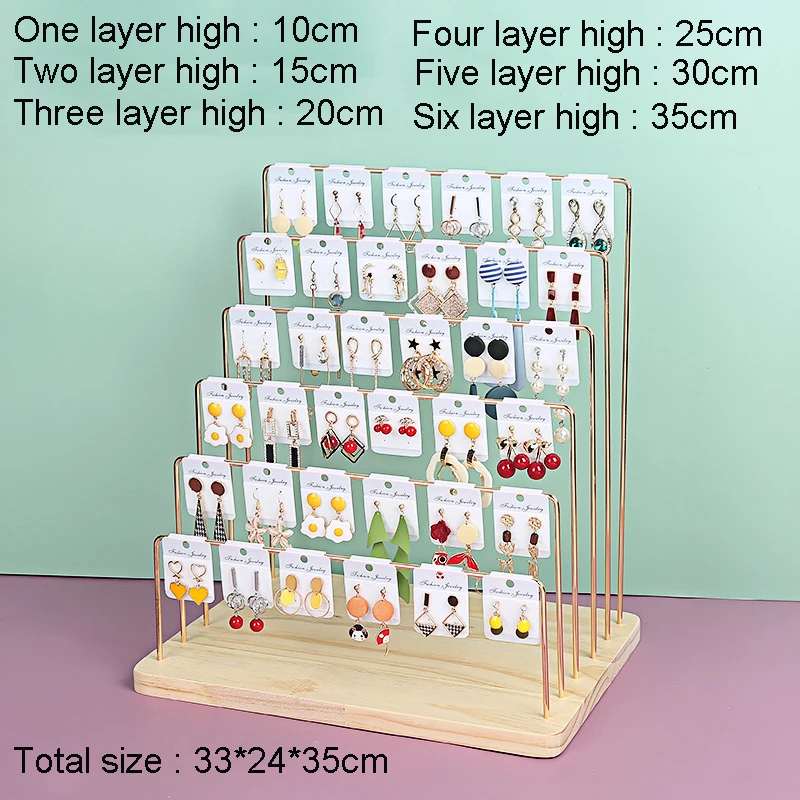 

Деревянная подставка для сережек, металлический держатель для хранения ювелирных изделий, органайзер, дисплей для ожерелья, браслета, аксе...