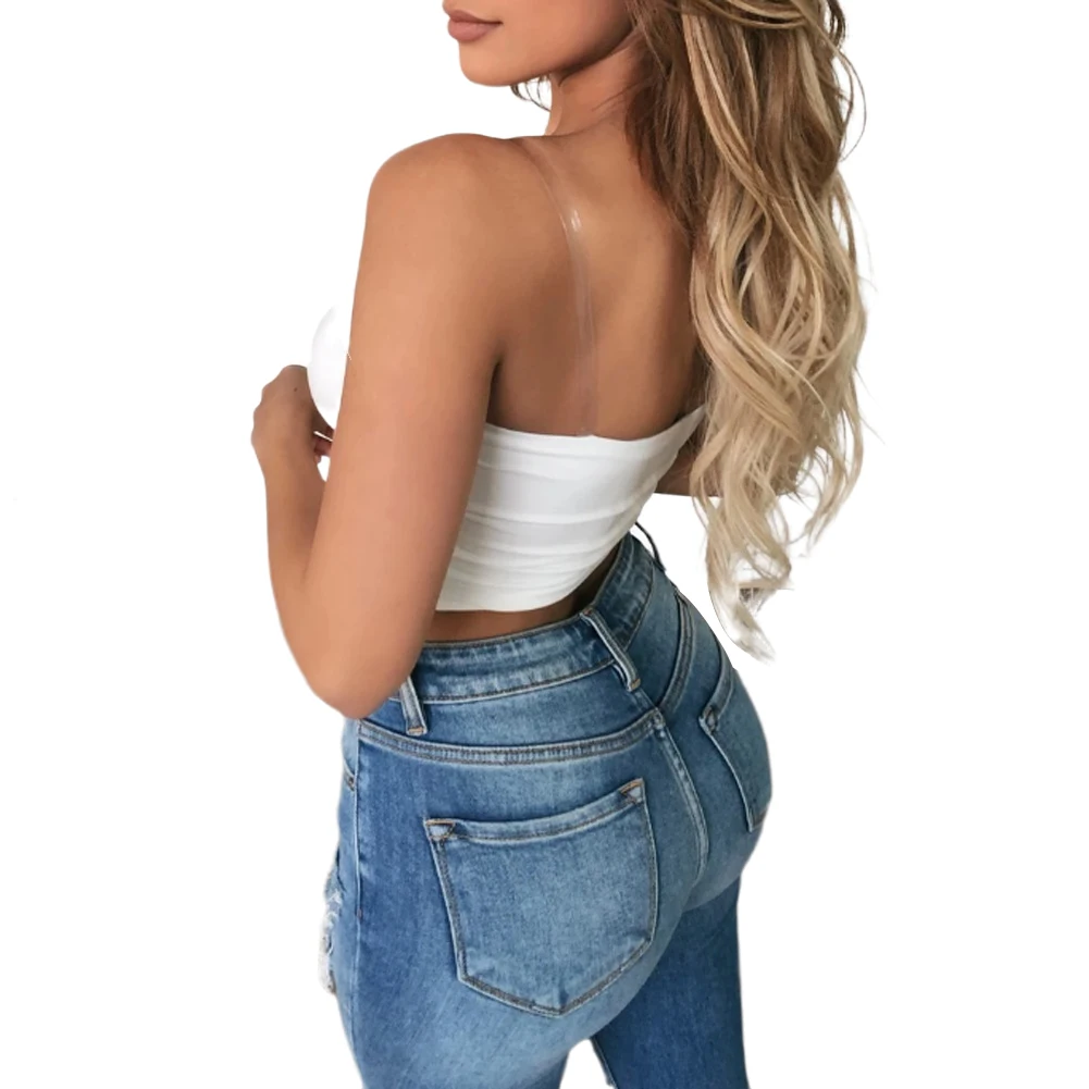 

2020 NEW Women Sexy Crop Tops Transparent Strap Solid Camis Summer Tank Tops Women Sleeveless Casual Vest Tube Tops blusas