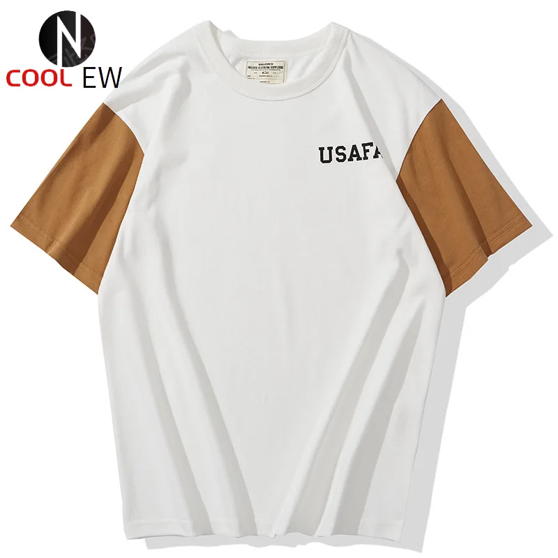 

Американская Винтажная Футболка USAFA в Военном Стиле, подходящая по цвету футболка с коротким рукавом и спущенными плечами, топы для мужчин и...