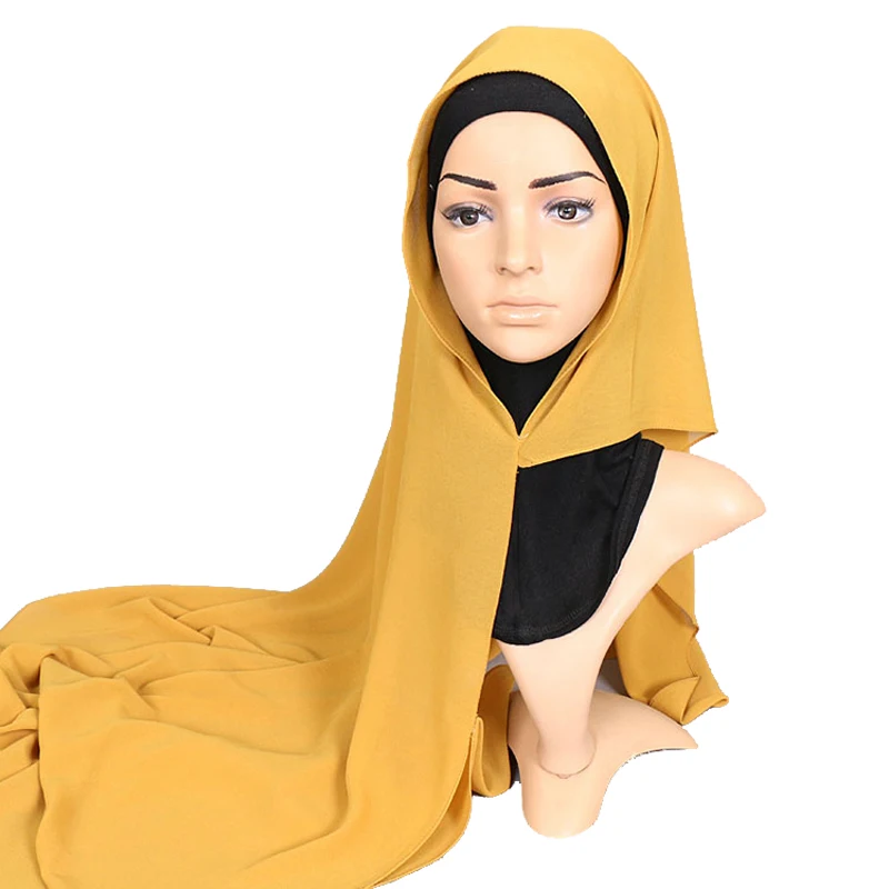 Мусульманский HijabsTurbanet платок на голову модные с простым пузырь шифоновый шарф
