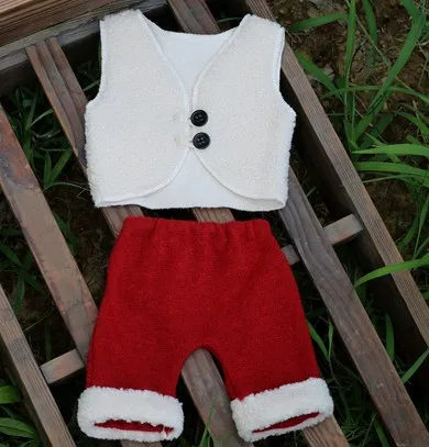 

Newborn Photography Props Accessories Baby Christmas Hat+Vest+Pants Child Christmas Photography Clothing Baby Photo Props