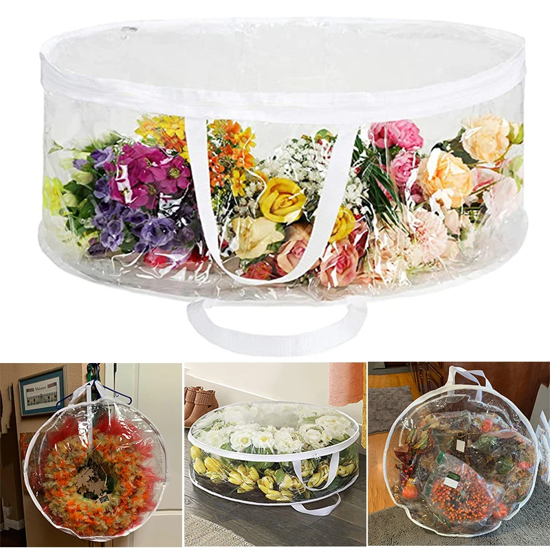 

Zipper Wreath Storage Bag Portable Christmas Garland Container Multipurpose Transparent Organizer for Home PR Sale PR Sale