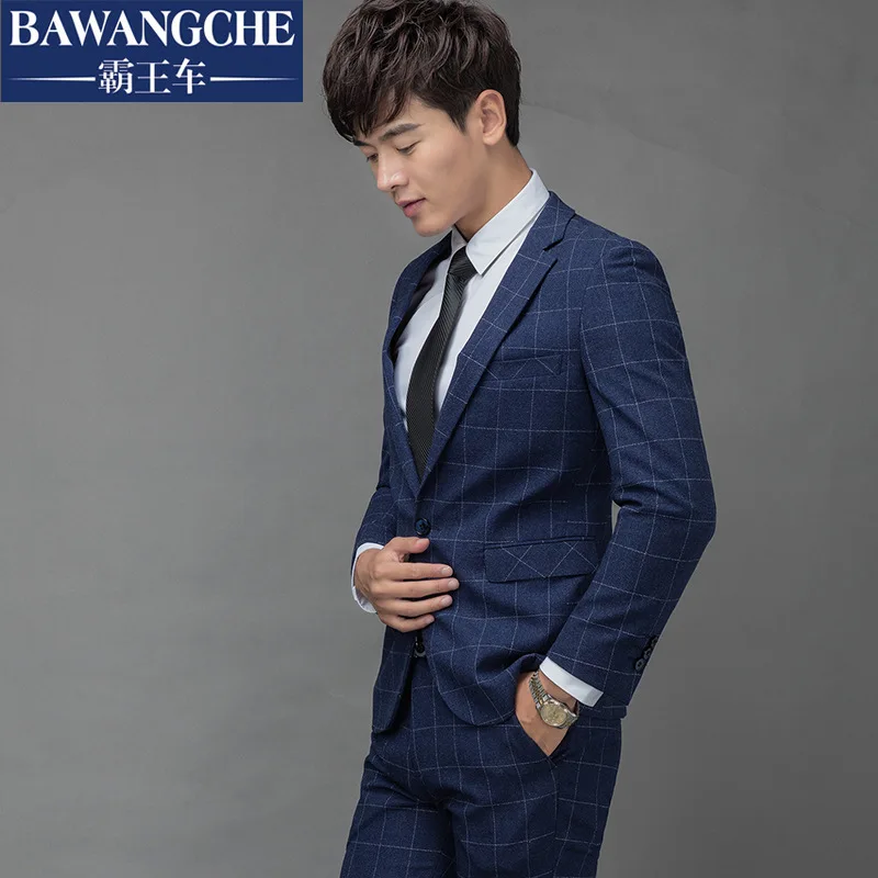 

2021 men's suits young career of cultivate one's morality leisure squares suits the groom two wedding dresses