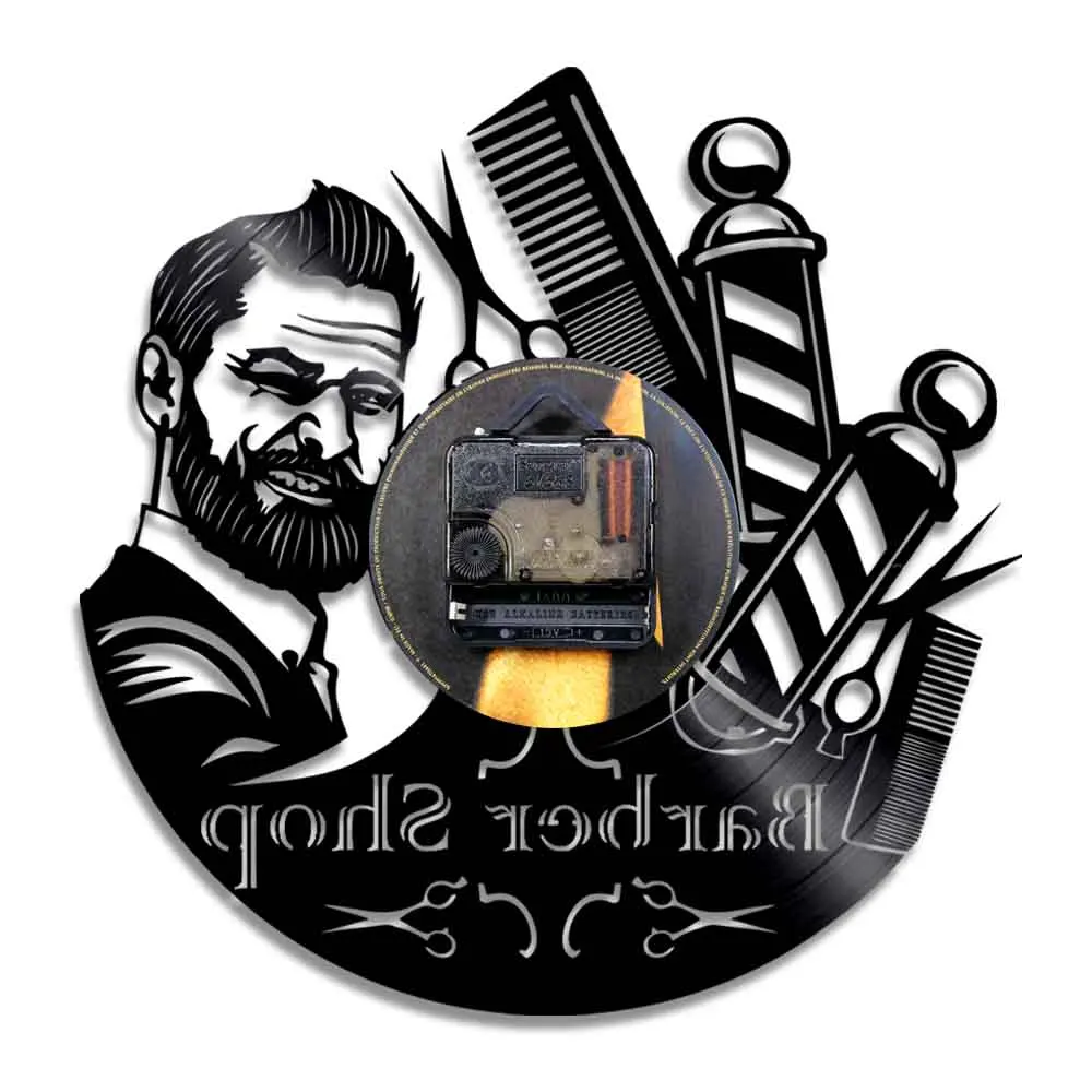 Уход за волосами настенные часы для парикмахерской CD виниловая запись