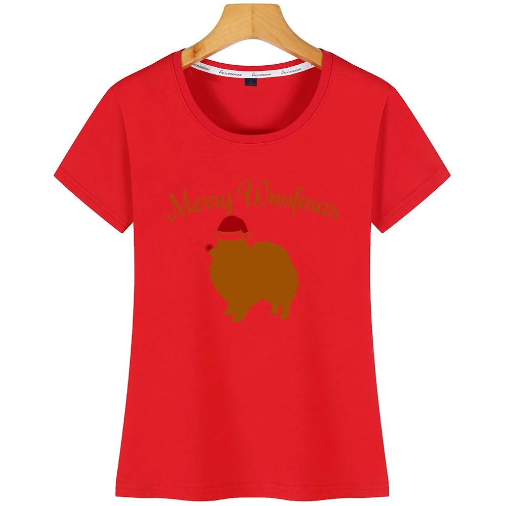 Женская футболка с изображением собаки Санты шляпы померанского