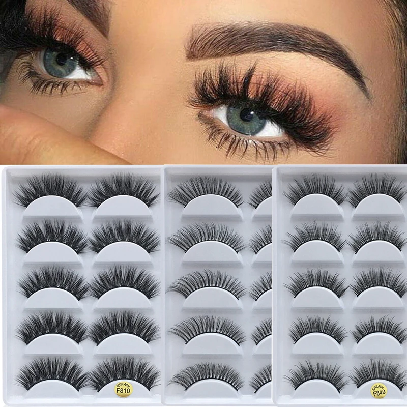 5 пар объемных накладных ресниц ручной работы набор длинных толстых косметика