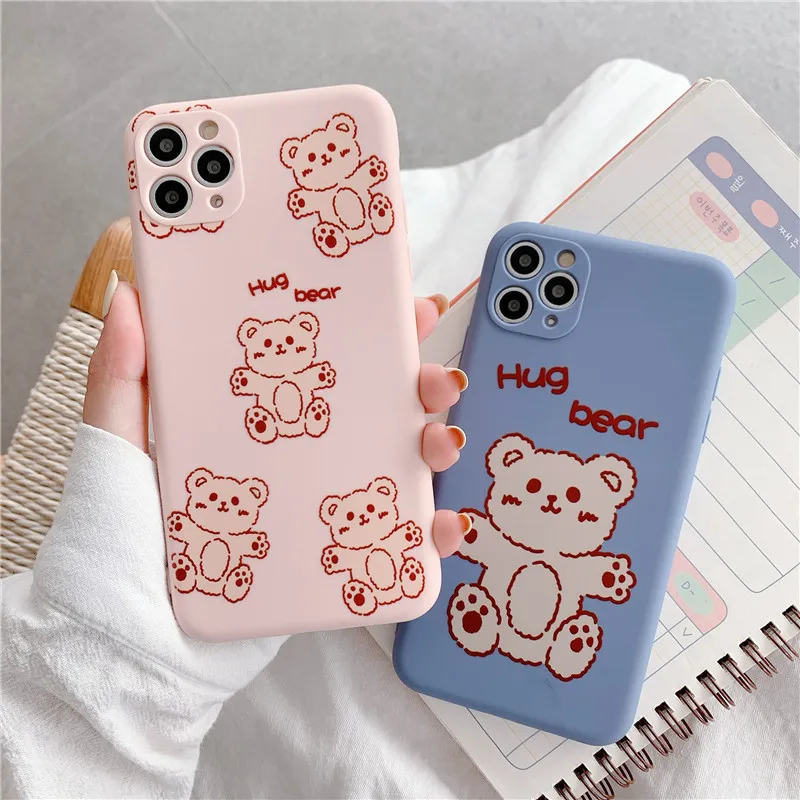 

Cartoon Bear Couple Mobile Phone Protective Cover for Iphone 12 Mini 11 Pro Max Soft TPU Phone Back Cases for Iphone X XS SE2020