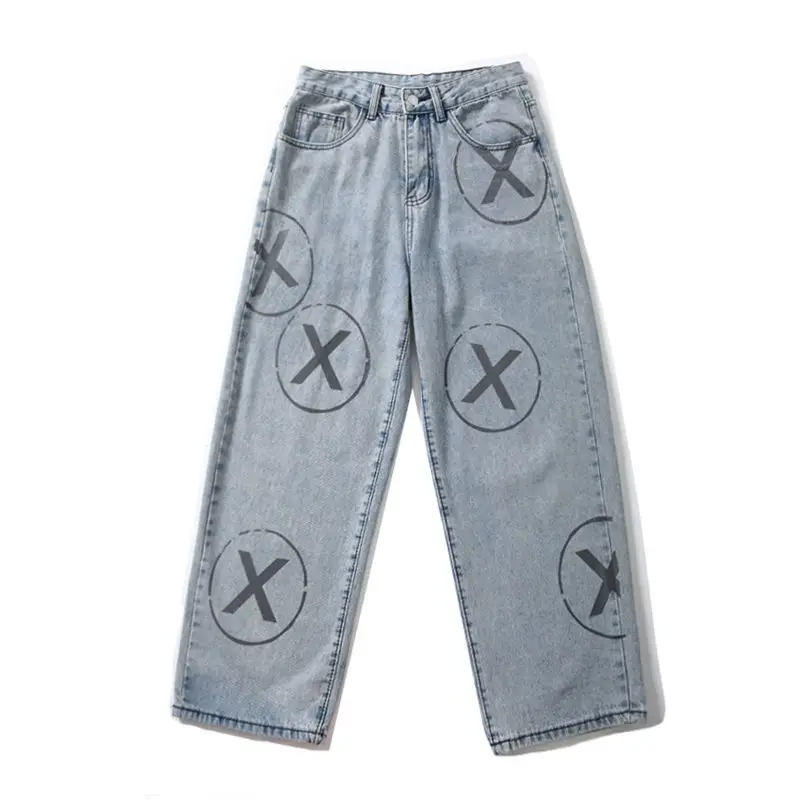 

2020 Men's Water Wash Loose Baggy Homme Casual Pants Classic Cargo Pocket Jeans Blue Wide Leg Pants Biker Denim Trousers S-2XL