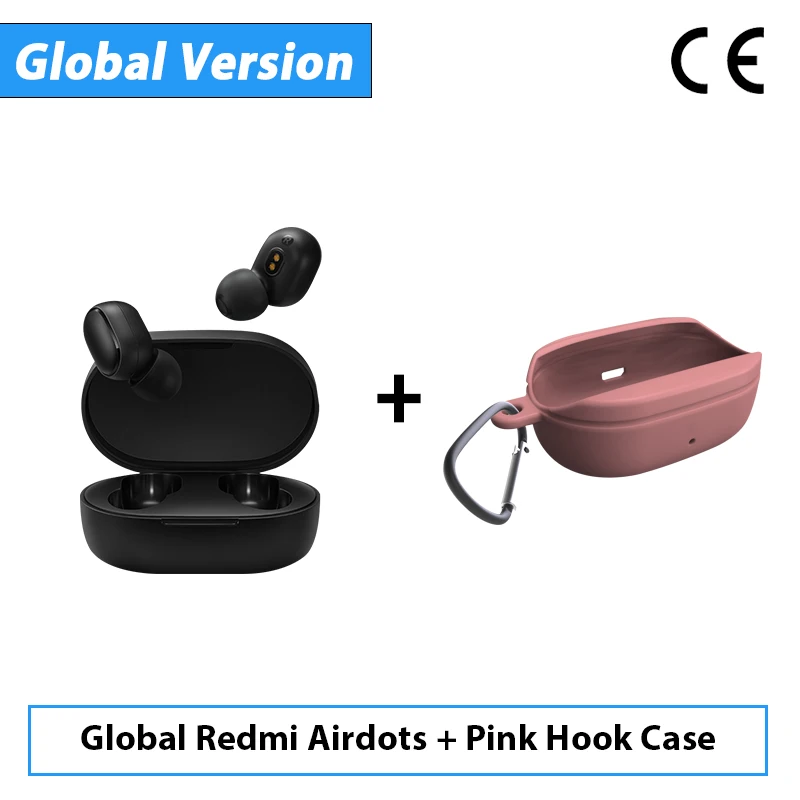 CE Add Pink Hook Cas Оригинальные Xiaomi Redmi Airdots TWS беспроводные Bluetooth наушники стерео бас Bluetooth 5,0 с микрофоном громкой связи с управлением AI - Цвет: CE Add Pink Hook Cas