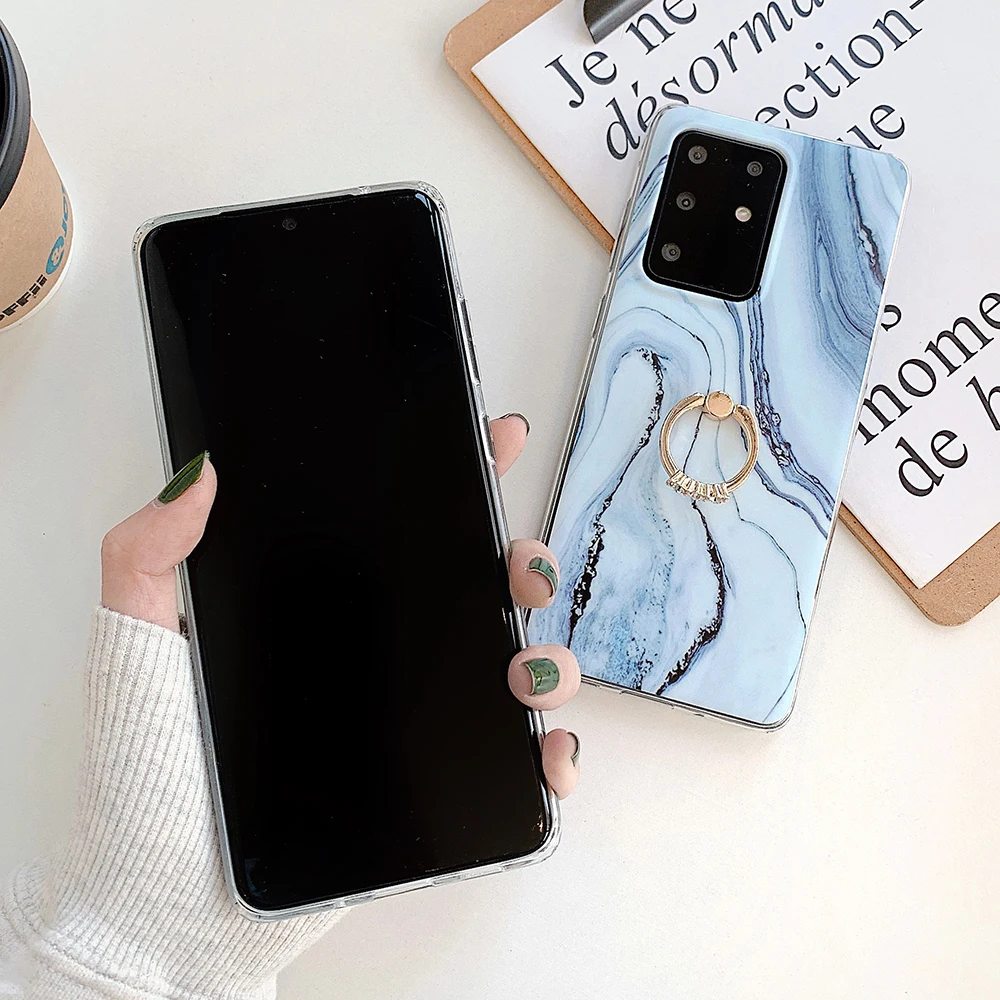 Чехол для телефона LOVECOM Gradient Marble с кольцом Samsung S20 Plus A50 A70 S9 S10 Note 8 9 10 20 мягкий чехол