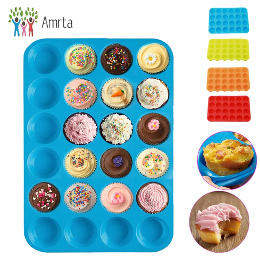 24 Мини-Сковорода для кексов силиконовая форма торта инструменты подложки формы