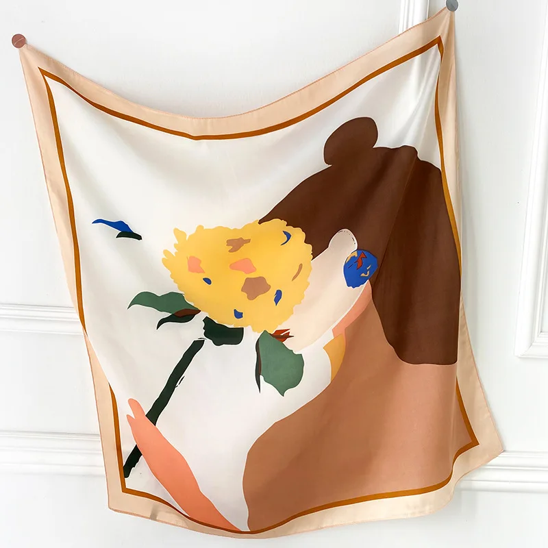 

Silk Square Scarf Women Bandana Print Bag Scarves Head Band Fashion Lady Hair Shawl and Wraps Female Neckerchief Hijab New 2020