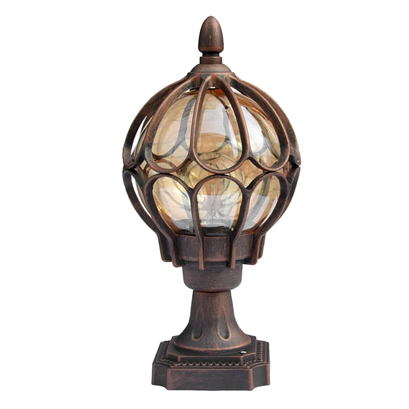 

1Pcs Outdoor Pillar Lamp Globe Glass Shade Door Post Lamp Waterproof Antique Lighting Rainproof Pillar Light
