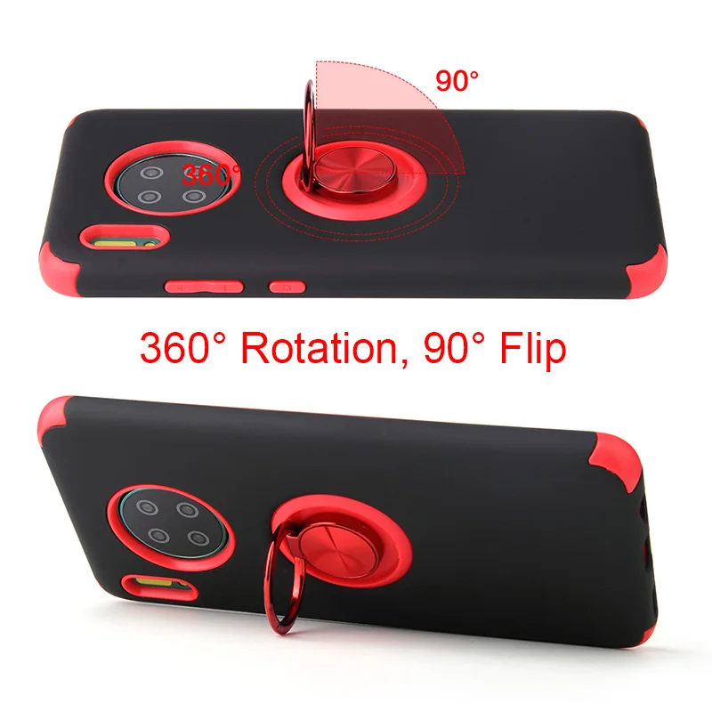 New Arrival Phone Case For Huawei Mate 30 Pro Original Luxury Soft TPU PC Back Full Cover Funda Metal Ring Bracket ShockProof |