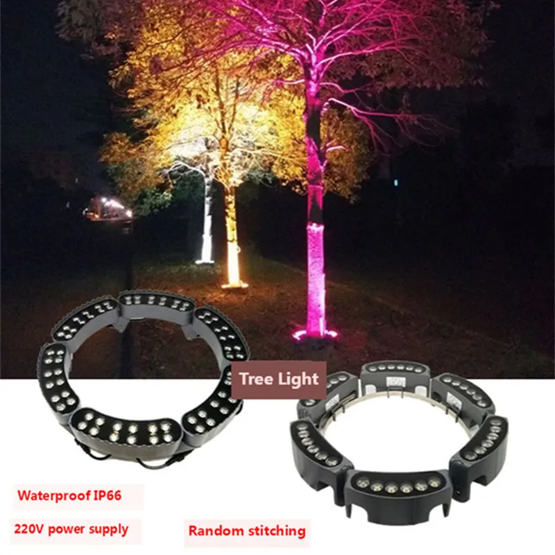 Rgb LED Outdoor Landscape Lighting Tree Lamp 220V Ring Tree Shooting Lamp Colorful Garden Light 60W 48W Outdoor Lighting Posts