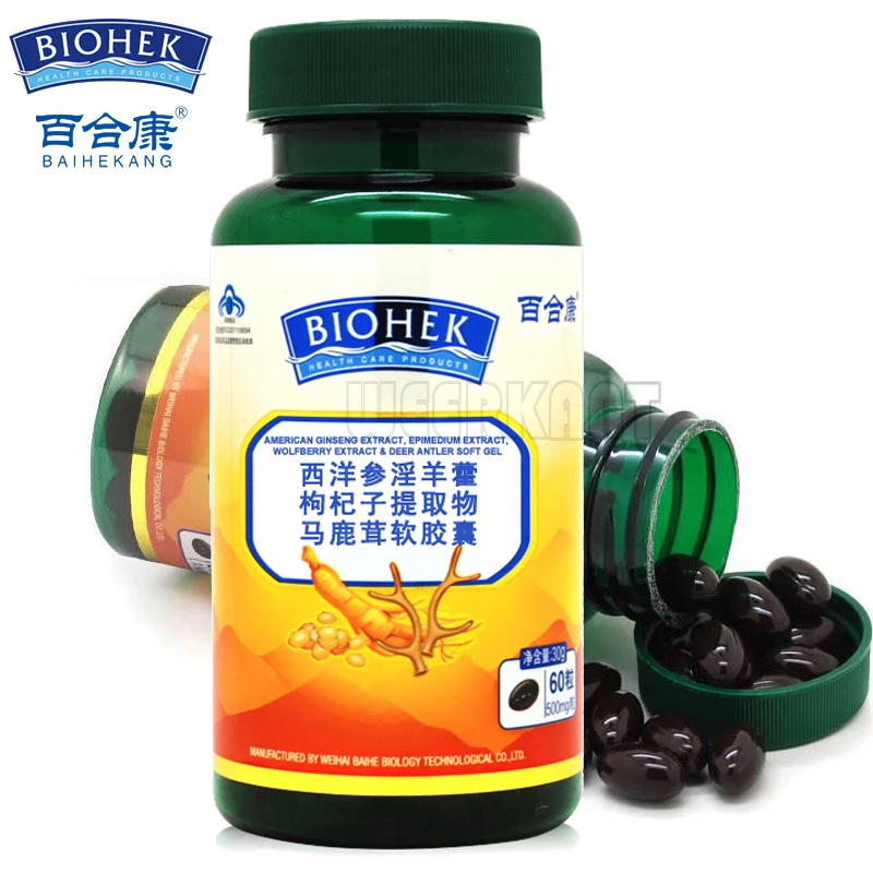 6 бутылок Epimedium с Gingseng Wolfberry капсула добавка увеличивает производительность