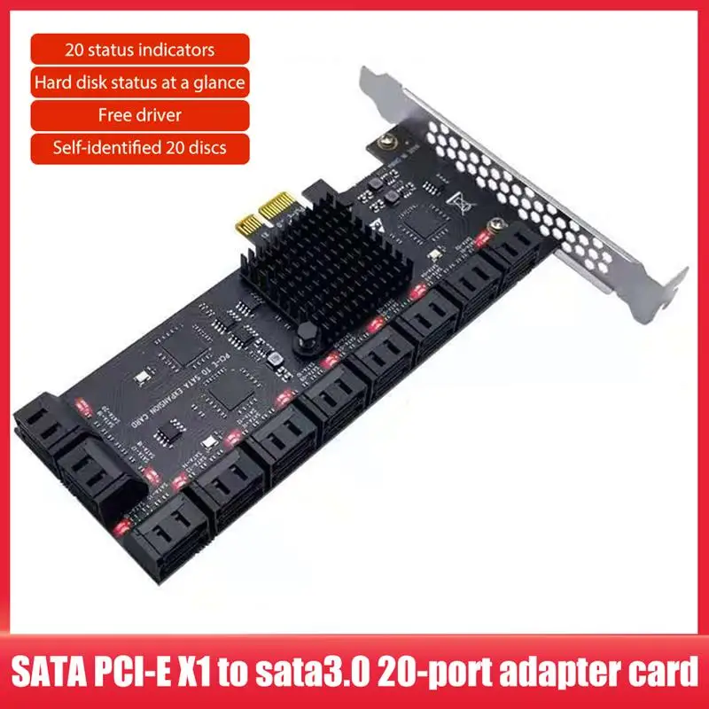 

Плата расширения для контроллера SATA PCI-E X1-SATA 3,0, 20 портов