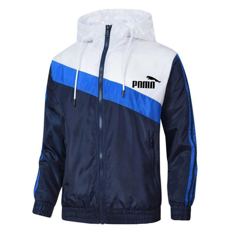 

New pattern Splicing windbreaker jacket men autumn outdoor hooded jacket men large size windbreaker zipper jacket brand clothing